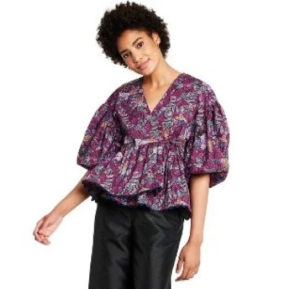 Coral Reef scallop edge wrap top— Kika Vargas x Target purple size S